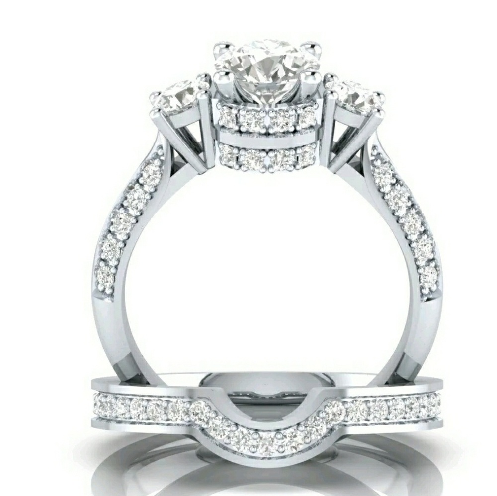 New S925 SP White Sapphire Set! Sizes  7, & 8! - Picture 4 of 8